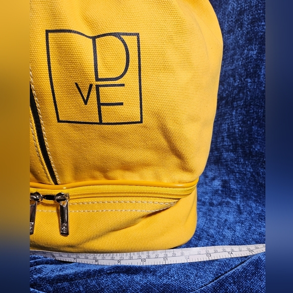 DvF Diane vonFurstenberg Yellow Canvas Convertible Bag Backpack - Picture 3 of 14